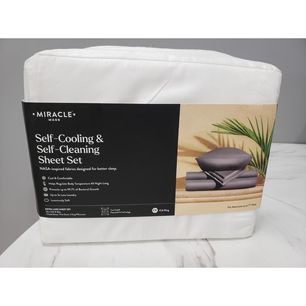 WHITE Miracle Made Self-Cooling & Self-Cleaning Sheet Set - 4 Pcs Cal King